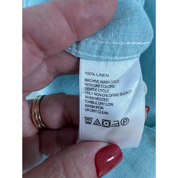 Tommy Bahama Shirt Men’s XL 100% Linen Short Sleeve Button Up Green Travel EUC - Picture 6 of 7